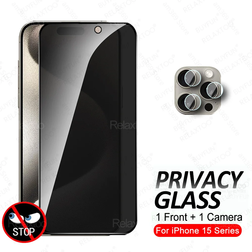 

Закаленное стекло 2To1 для камеры iPhone 15 Pro Max, Защитная пленка для экрана iPhone15 Plus, iPhone15Pro, 15Pro, антишпионское защитное стекло