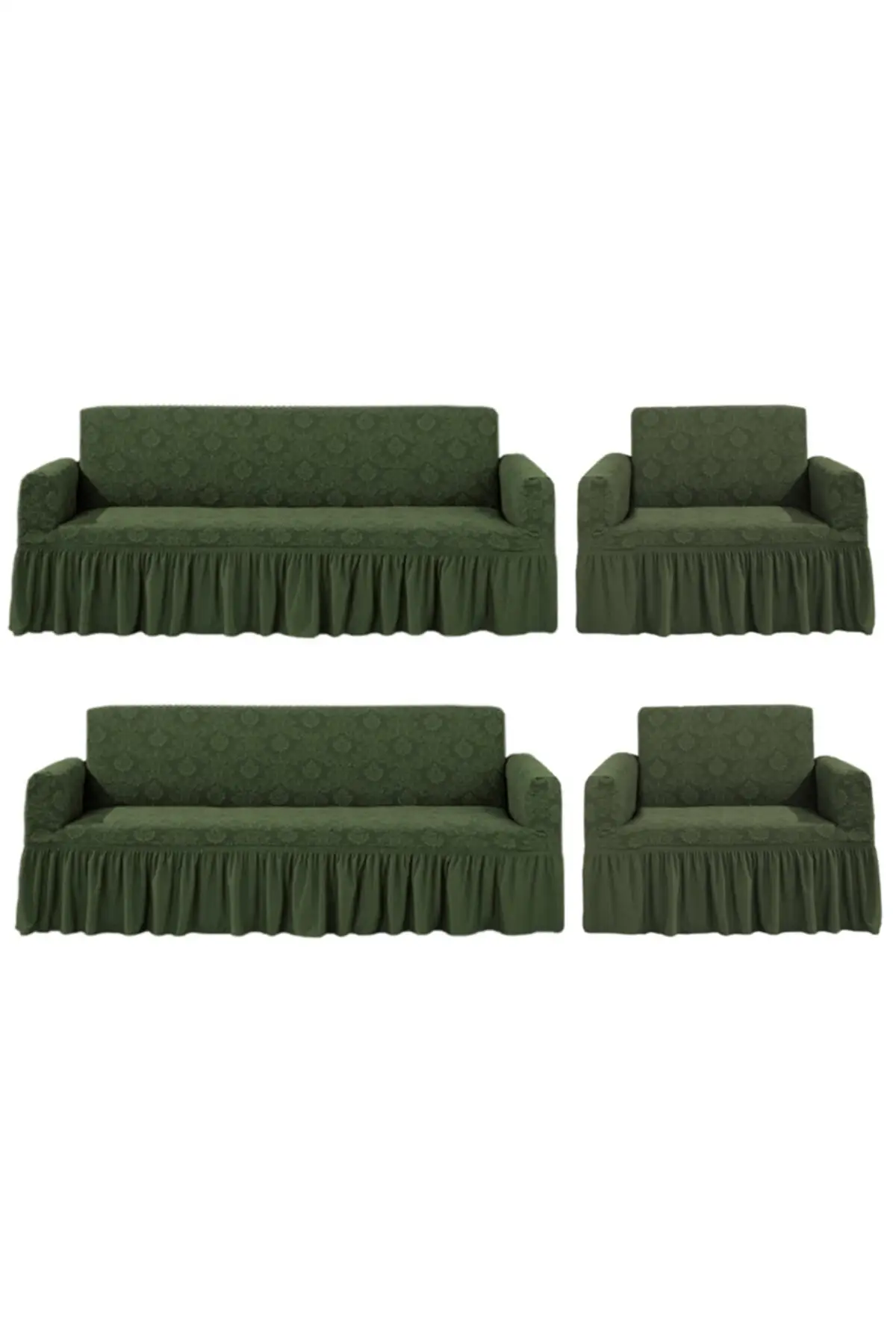 

3 In 1 Jacquard Seat Cover Set Khaki Cotton-Polyester 183x230 180 Salon Textile Home & Furniture