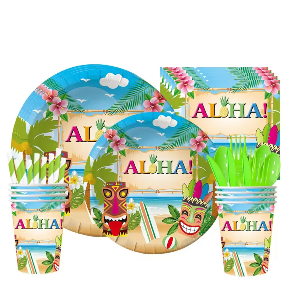 

Summer Carnival Theme Holiday Party Tableware Plate Cup Tissue Tablecloth Decoration Set Supplies Wedding Party Supplies