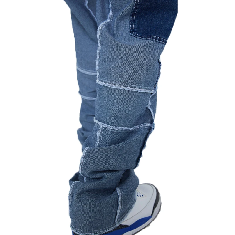 Mens Spring Autumn Leisure Baggy Denim Trousers High Street Multi-pocket Design Hip Hop Jeans New Retro Patchwork Straight Jeans