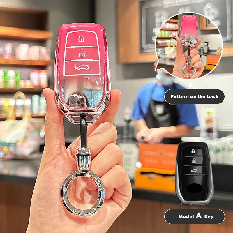 

Сакура розовый ТПУ для Toyota Land Cruiser 200 Prado Crown Yaris Cross Hilux Innova Rav4 Fortuner Camry 55 50, чехол для ключей от автомобиля