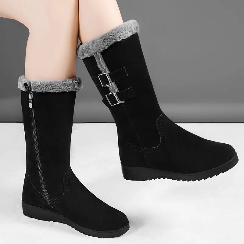 

Women's Boots Thick-soled Cotton Shoes Women's Thick Velvet Frosted Boots Non-slip Warm Cotton Boots Womens Shoes Furry Heels
