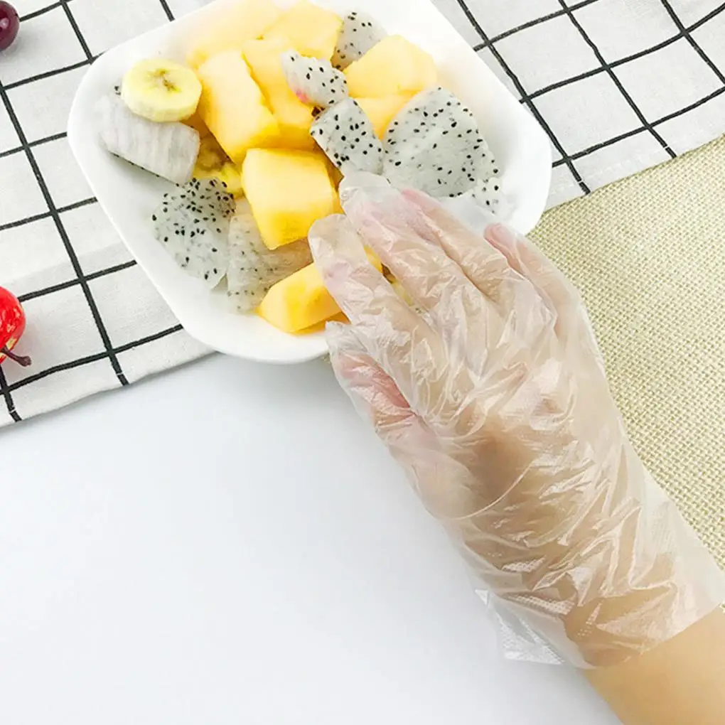 

100pcs Children Disposable Gloves Restaurant Kitchen BBQ PE Material Food Grade Transparent Gloves