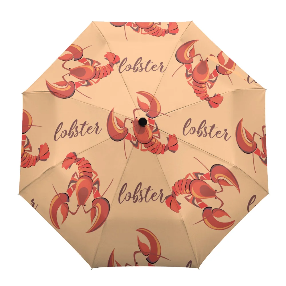 

Автоматический зонт в стиле ретро с рисунком лобстера, восемь нитей, складной уличный Зонт от дождя для детей, женщин и мужчин