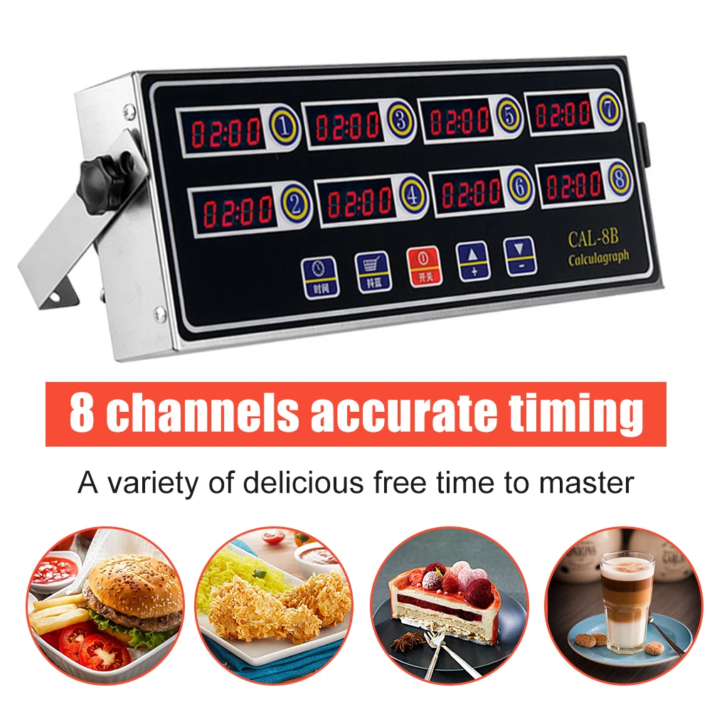 

8-канальный цифровой кухонный таймер, таймер для приготовления пищи, напоминание, коммерческая хлебобулочная лампа с бургерами, Громкая сиг...