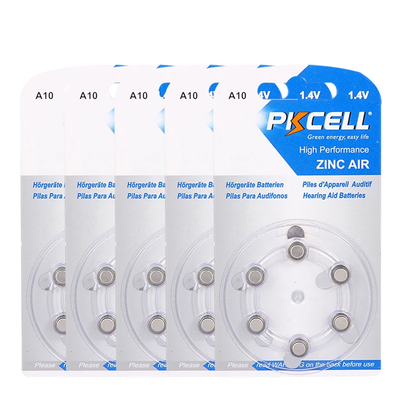 

30 шт./5 карт, аккумуляторы для слухового аппарата PKCELL A10 10A ZA10 10 PR70, цинковая воздушная батарея