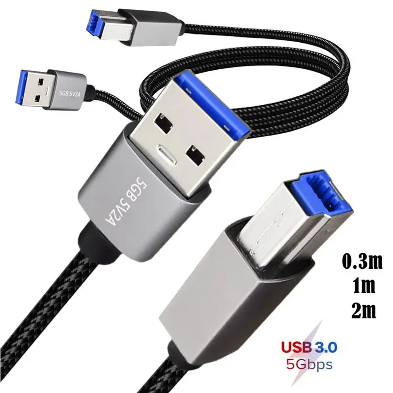 

High Speed USB3.0 Printer Data Cable A Male To B Male AM/BM Square Port Mobile Hard Disk Case Data Connection Cable