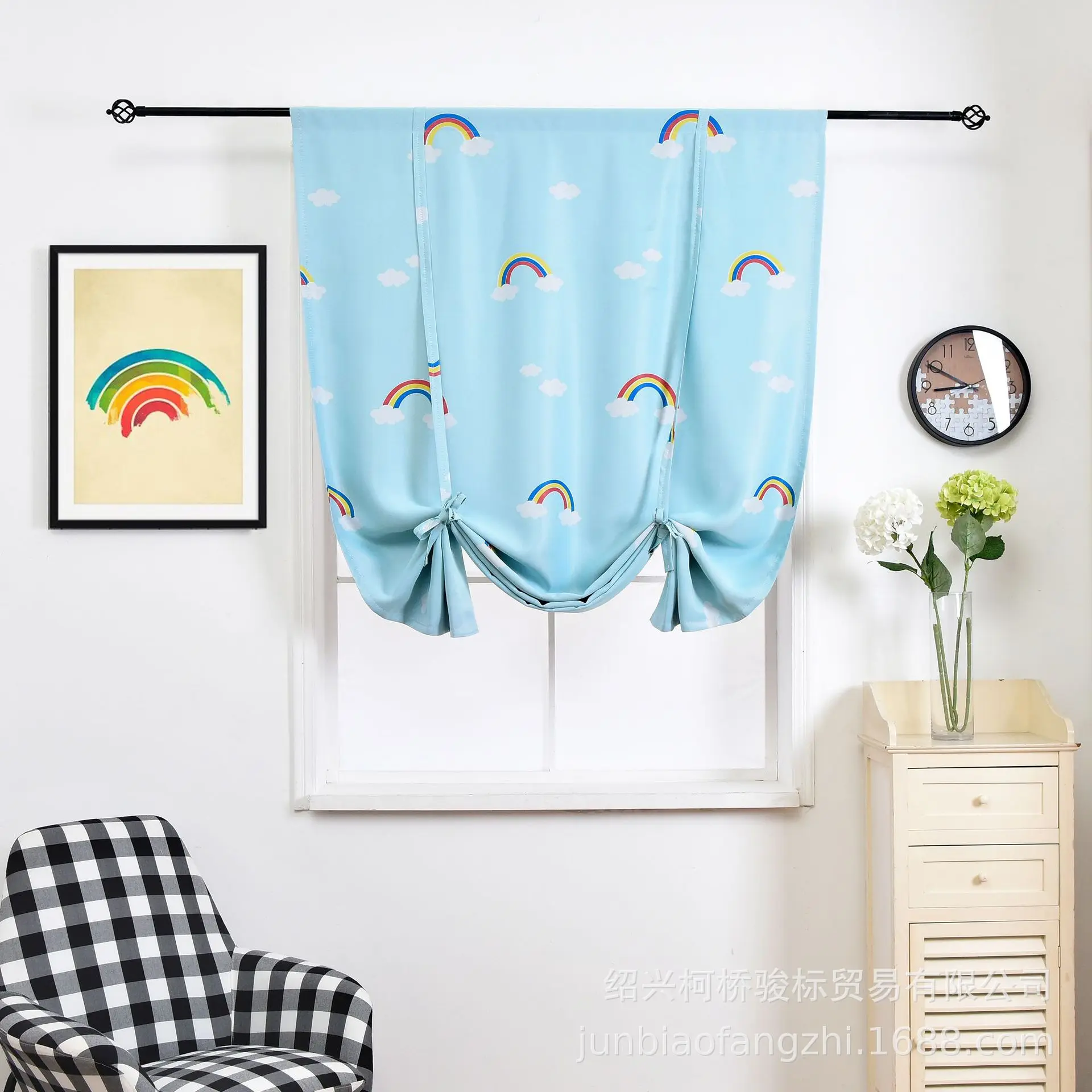 

20874-STB-Curtains for Living Room Bedroom Simple Princess High Blackout Cloth Gauze Integrated Window Light