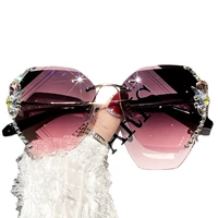 sunglasses women crystal sunglasses uv400 oversized rimless sunglasses crystal diamond shades for women