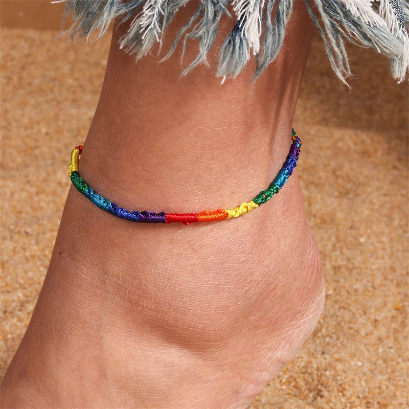 

Bohemian Colorful Handmade String Anklets for Women Summer Beach Foot Leg Chain Anklet Bracelet Girls Holiday Jewelry Gifts