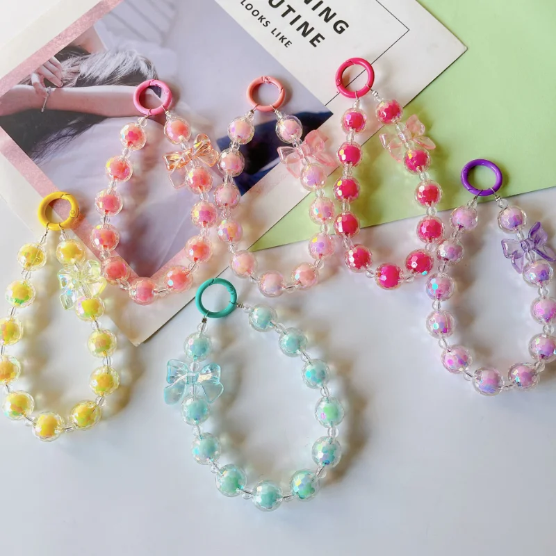 

Small Fresh Colored Knot Keychain Pendant DIY Mobile Phone Case Transparent Beaded Bracelet Bag Jewelry Pendant
