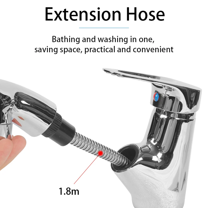 Выдвижная водосберегающая насадка для душа и шланг в комплекте прицепов на