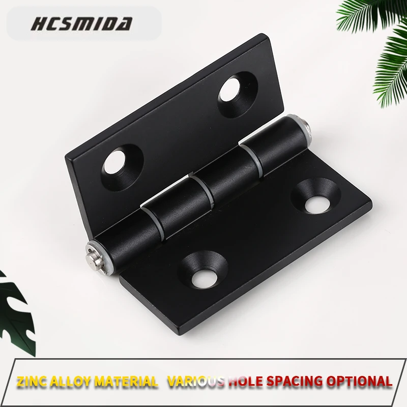 

HCSMIDA Zinc Alloy Industrial Hinge Silent Exposed Electric Cabinet Machine Bearing Hinges Fixed Double Angle Furniture Hardware