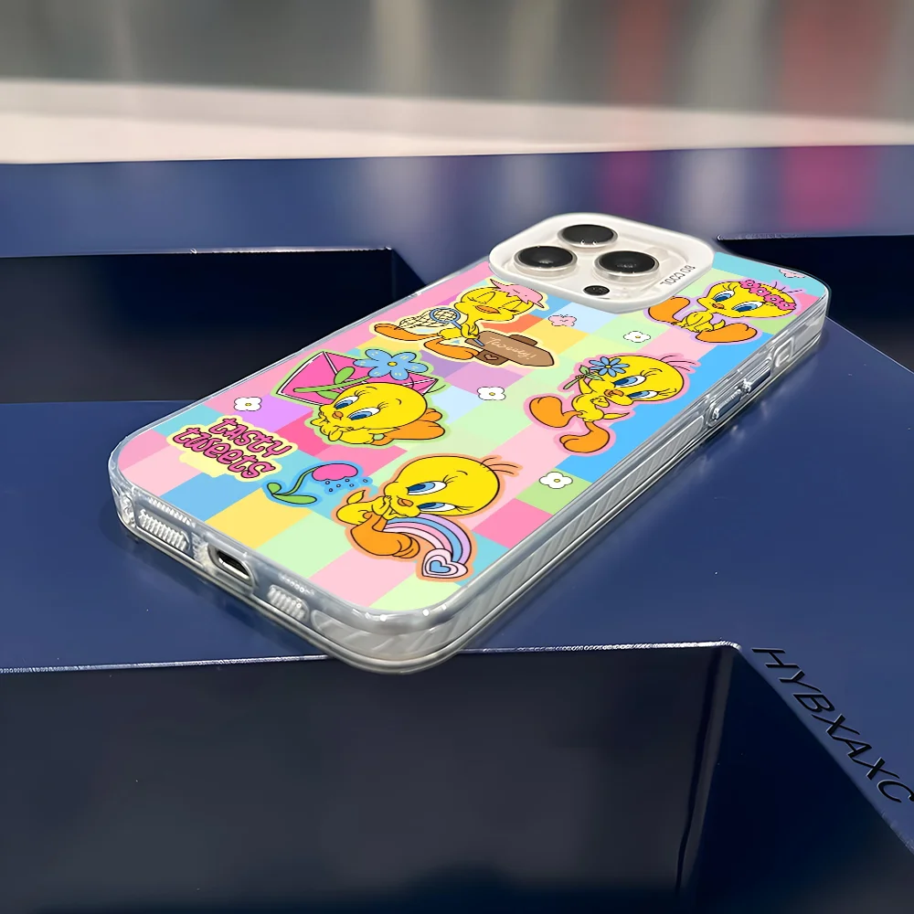 Милый чехол для телефона с изображением птиц T-Tweety iPhone 16 15 14 13 12 11 Pro Max белый