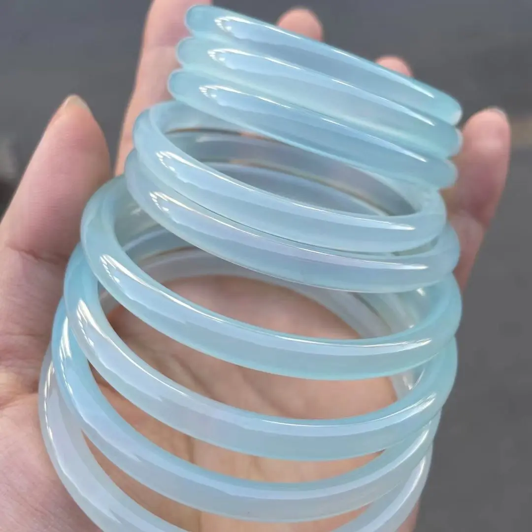 

Azure Color Genuine Natural Agate Chalcedony Bangles Exquisite Jade Bracelet Quality Jewelry Accessories Lucky Holiday Gift