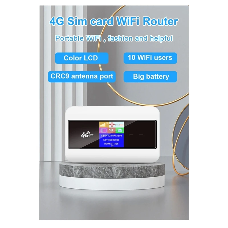 4G SIM-карта Wi-Fi роутер цветной ЖК-дисплей Lte модем Sim-карта карманная точка доступа