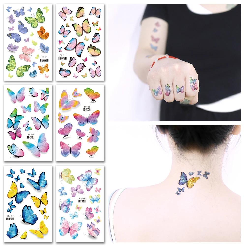 VeeCharm-тату с блестками в виде бабочки для девочек товары дня рождения вечеринки