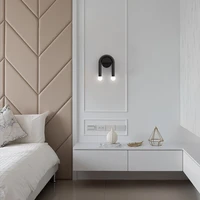 nordic minimalist black wall lamp creative living room bedroom bedside study hotel aisle designer showroom wall light