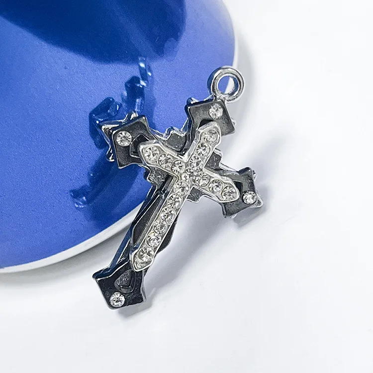 

Модное многослойное ожерелье с подвеской-крестом в стиле панк для мужчин и женщин, модное металлическое циркониевое ожерелье в стиле хип-хо...