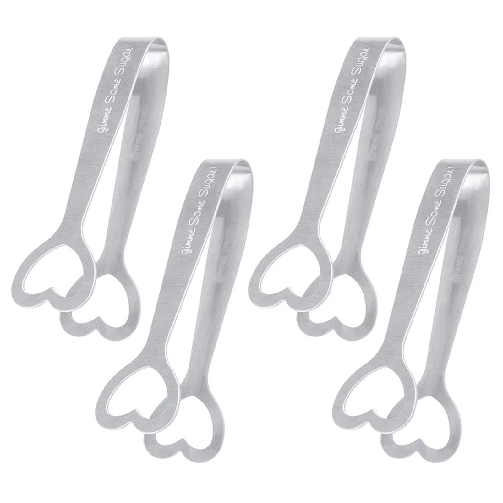 

4Pcs Mini Ice Tongs Sugar Tongs 11cm/4.2in Mini U-Shaped Serving Tongs Silver Creative Hollow Heart Mini Kitchen Serving Tongs