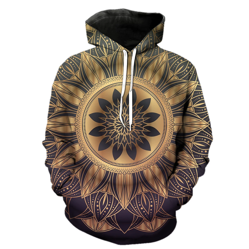 

Mandala Men's Hoodies Unisex 3D Print Spring Hip Hop Long Sleeve With Hood Jackets Casual Streetwear Funny Pullover Teens Cool
