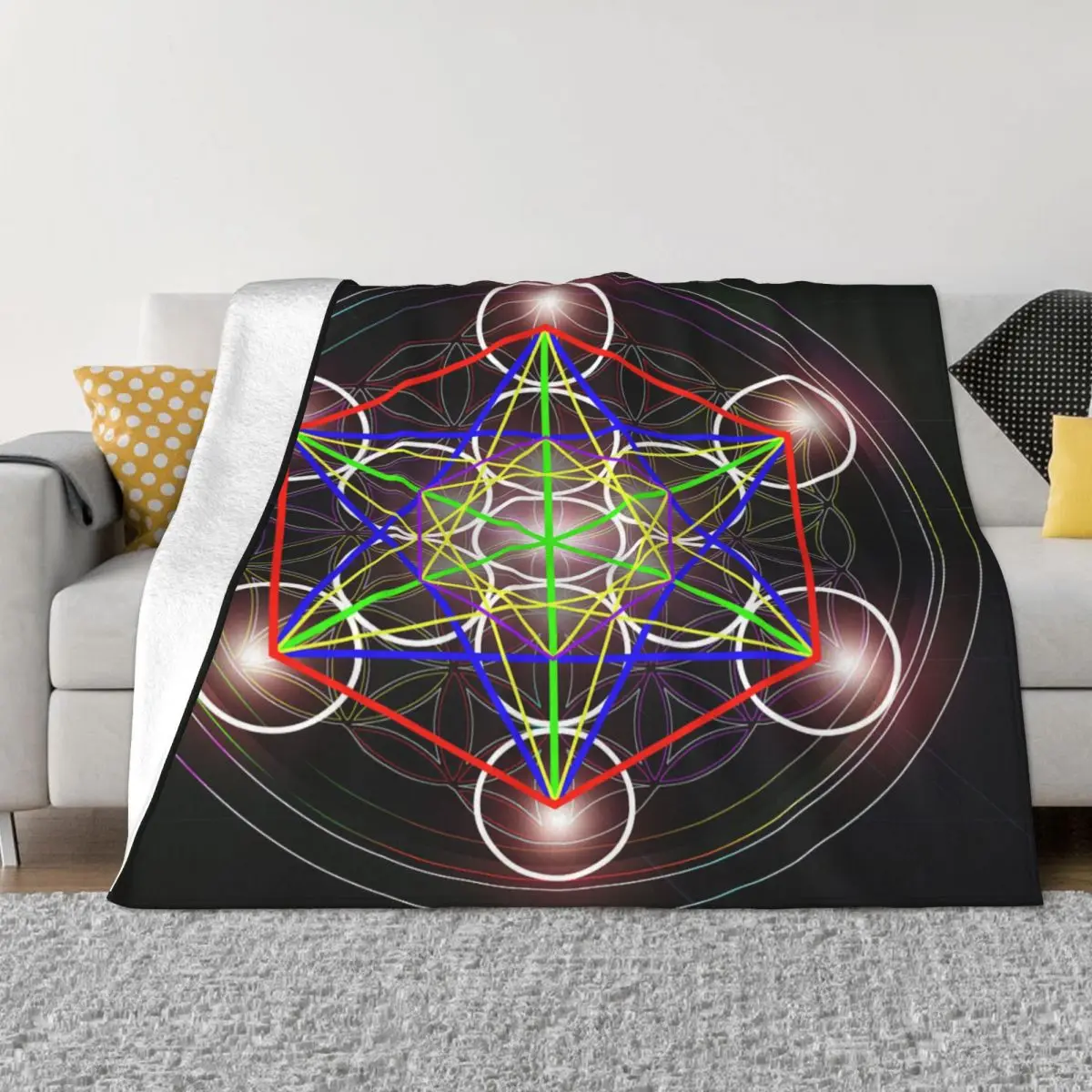 

Мягкое микро Флисовое одеяло Metatron's Cube, персонализированное теплое одеяло для спальни, несколько стилей