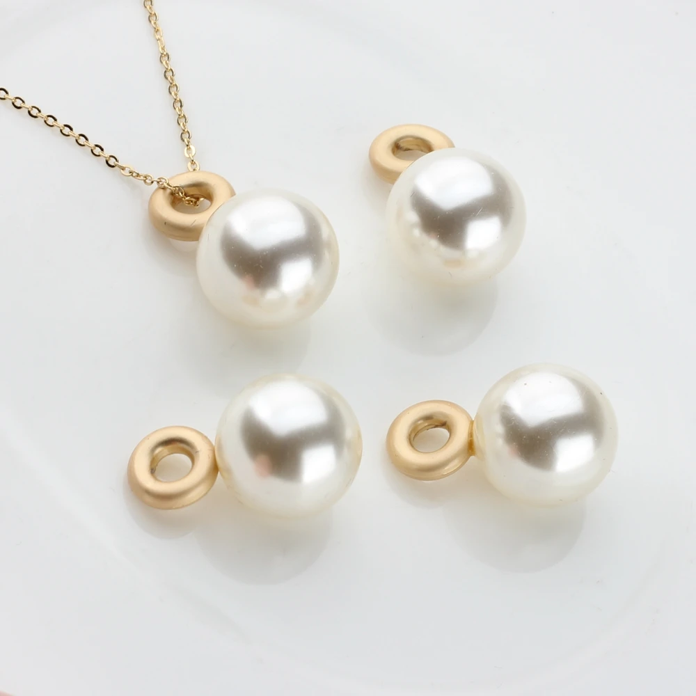 Imitation Pearl Crimp End Beads Round Charms Pendant 17mm 6pcs/lot For DIY Drop Earrings Jewelry Making Findings Accessories | Украшения и