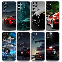 clear phone case for samsung s9 s10 4g s10e s20 s21 plus ultra fe 5g m51 m31 s m21 soft silicone sports cars