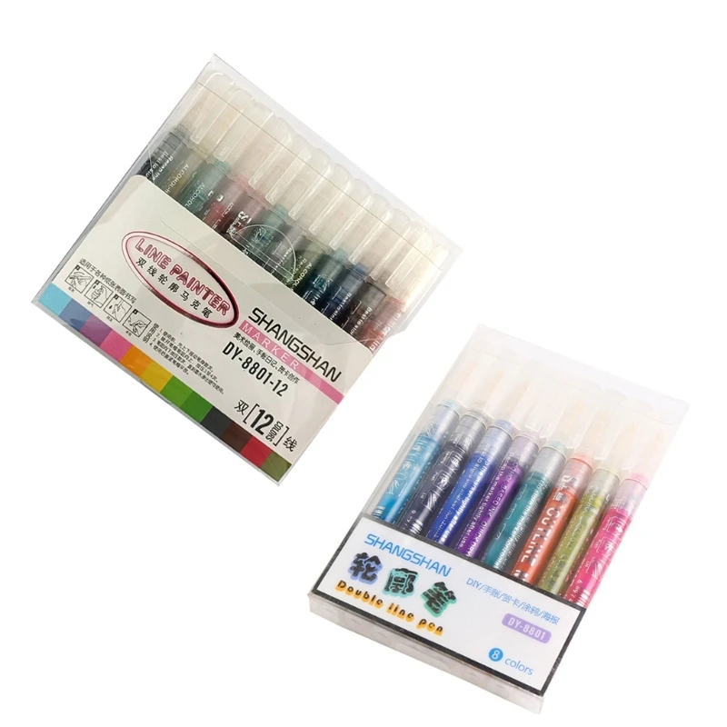 

Outline Marker Paint Pen for Art Paint Marker for Paper, Drawing, Highlight Double Line Metallic Markers Assorted Colors