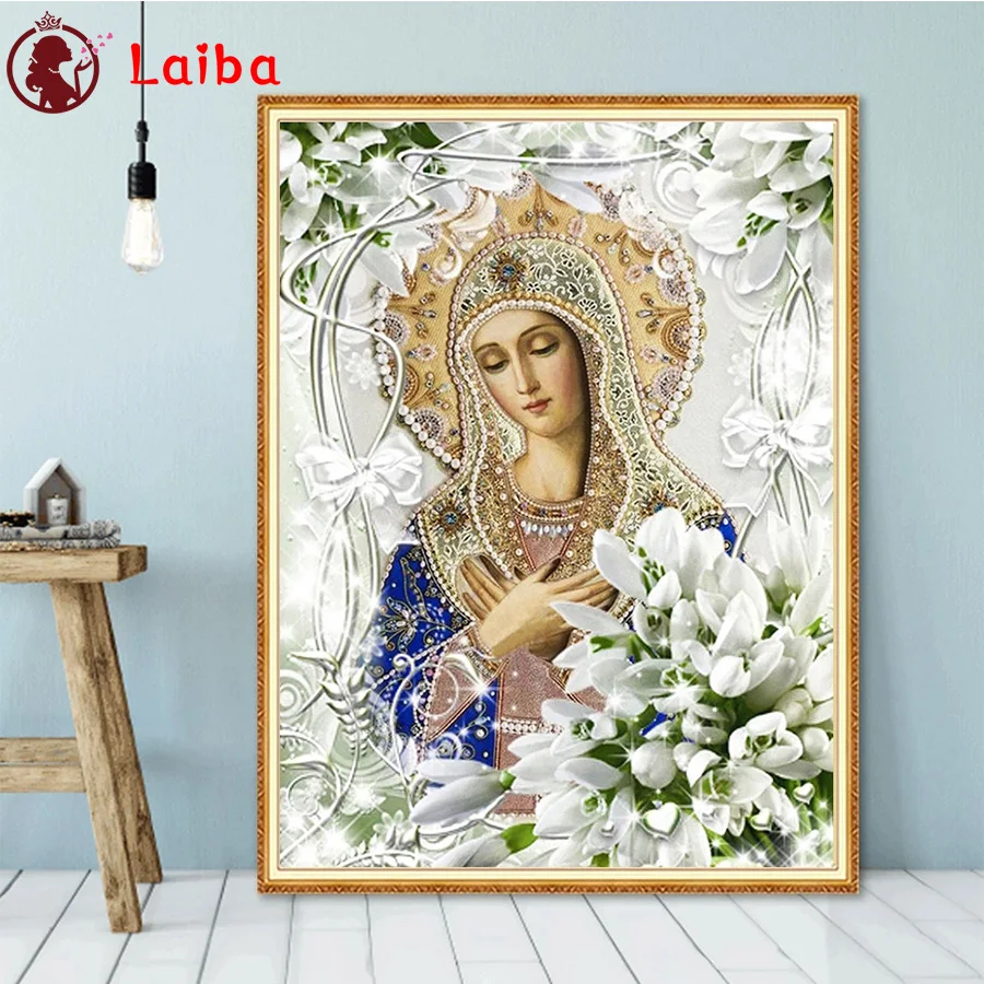 

DIY Diamond Painting Religion Virgin Mary Full Square Diamond Embroidery sale Cross Stitch sets Mosaic Portrait Handmade Gift