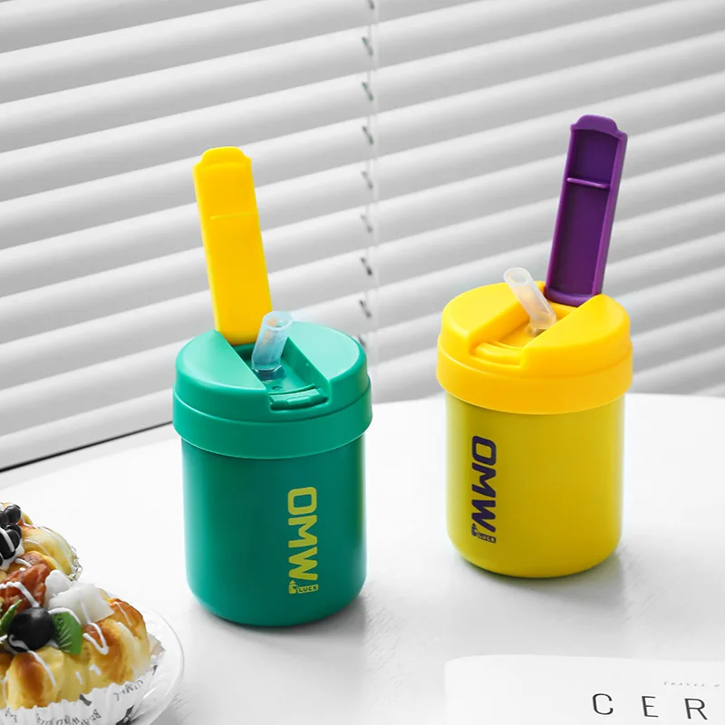 

Christmas Gifts Water Bottle Simple Portable Coffee Mugs In-Car Tea Water Thermos Bottle With Healthy Straw Cup Vacuum Flasks