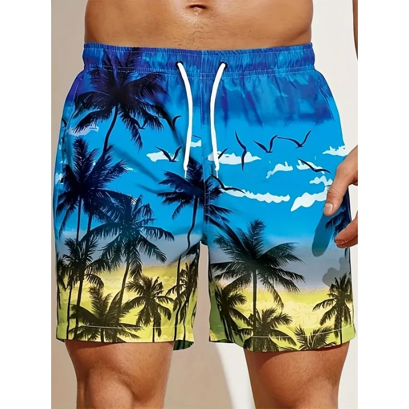 Мужские свободные пляжные шорты на шнурке быстросохнущие из кокосовой пальмы