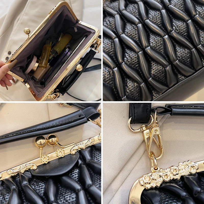 Fashion Women's Bag Trend Vintage  Totes Bags For Women Evening Clutch Shoulder Bag Pleated Luxury Designer Handbag For Women