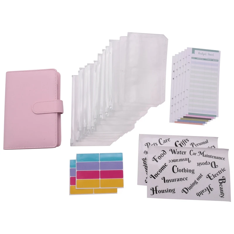 

Budget Binder, A6 PU Notebook Planning Notepad, Replaceable 6 Ring Binder Coverfor Personal Planning Of Budget Saving
