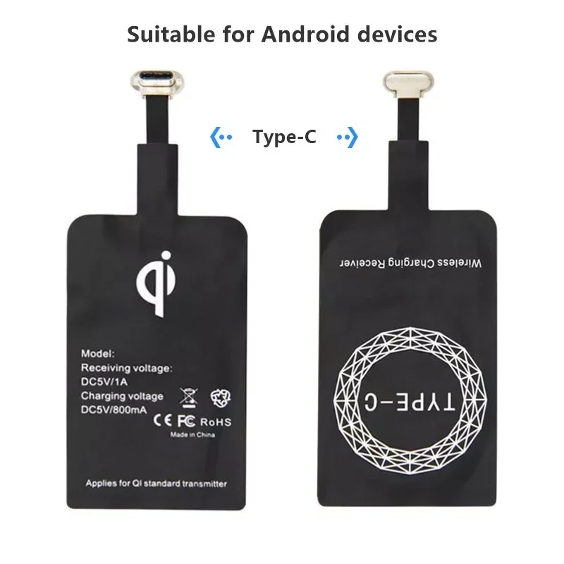 

Lightweight Qi Wireless Charging Receiver Micro USB Type C Fast Wireless Charger Adapter