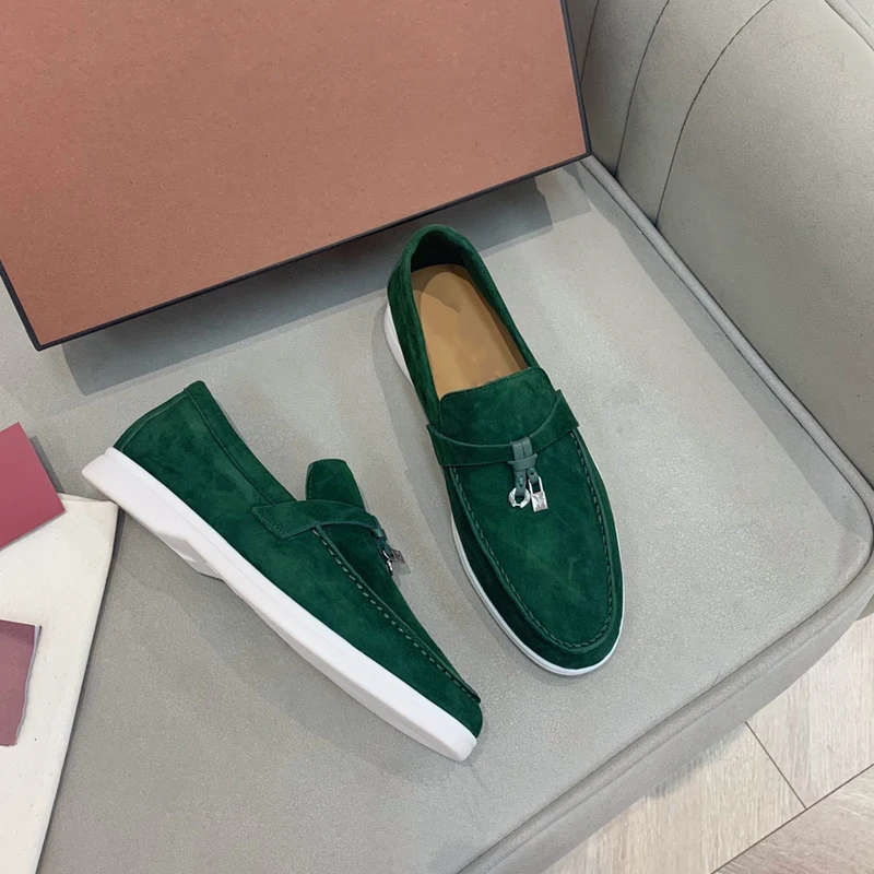 Women Loafers Suede Leather Flat Walking Shoes 2023 Autumn New Designer Luxury Flat Shoes for Men Lovers Casual Driving Shoes