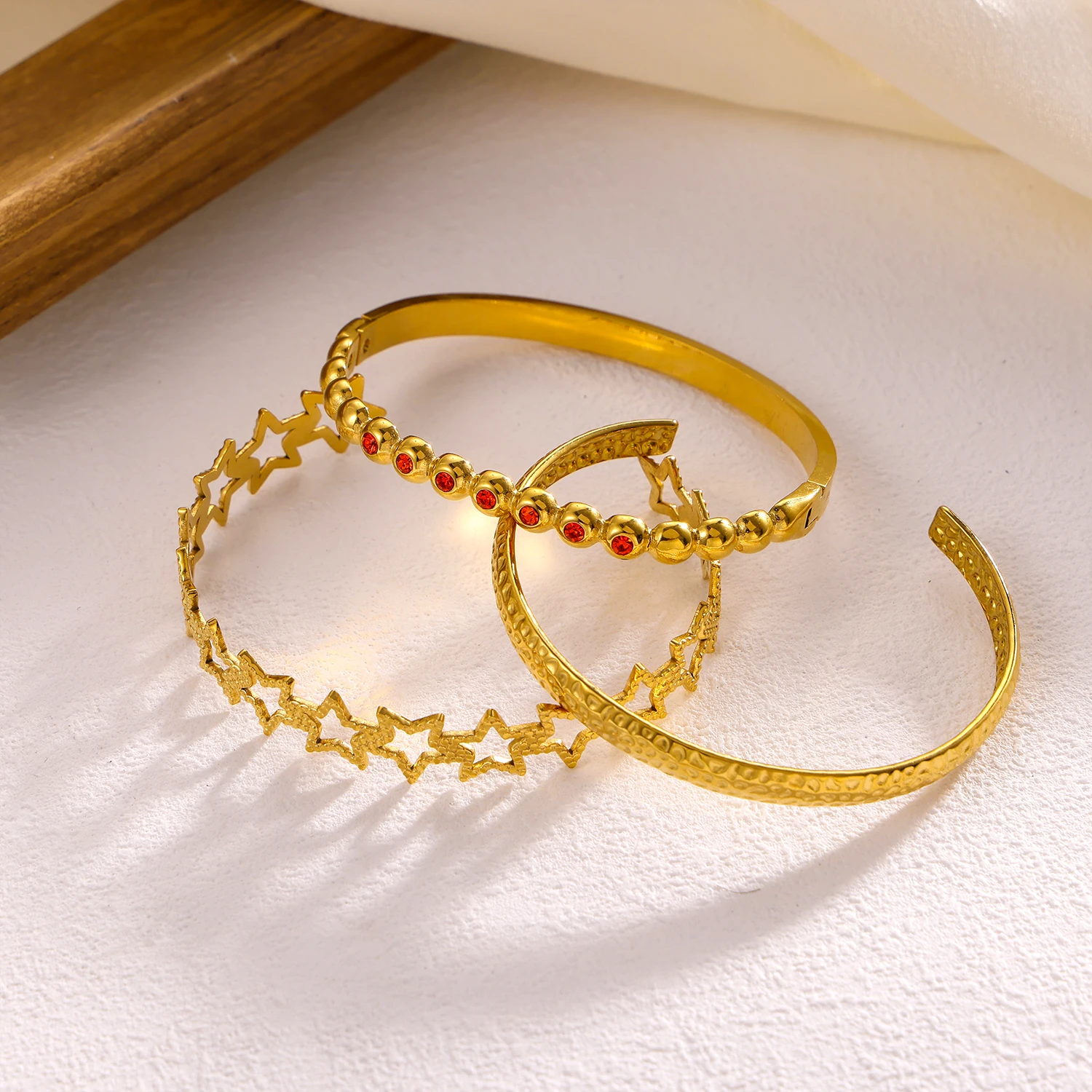 CARLIDANA модный классический простой 18-каратный золотой цвет открытый регулируемый