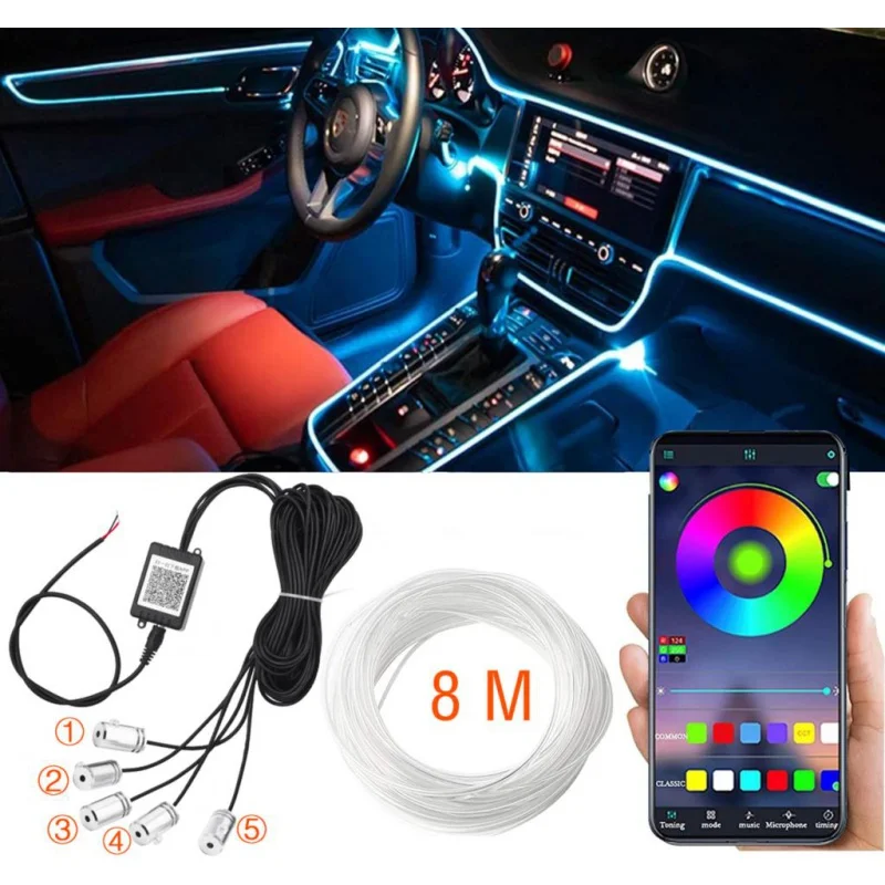 

RGB-Лента светодиодная неоновая для салона автомобиля, 4/5/6 в 1, 12 В