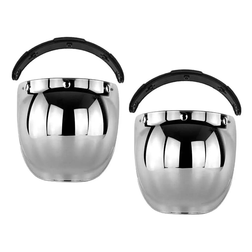 

2x Motorcycle 3-Snap Up Universal Bubble Visor for Open Face Half ,