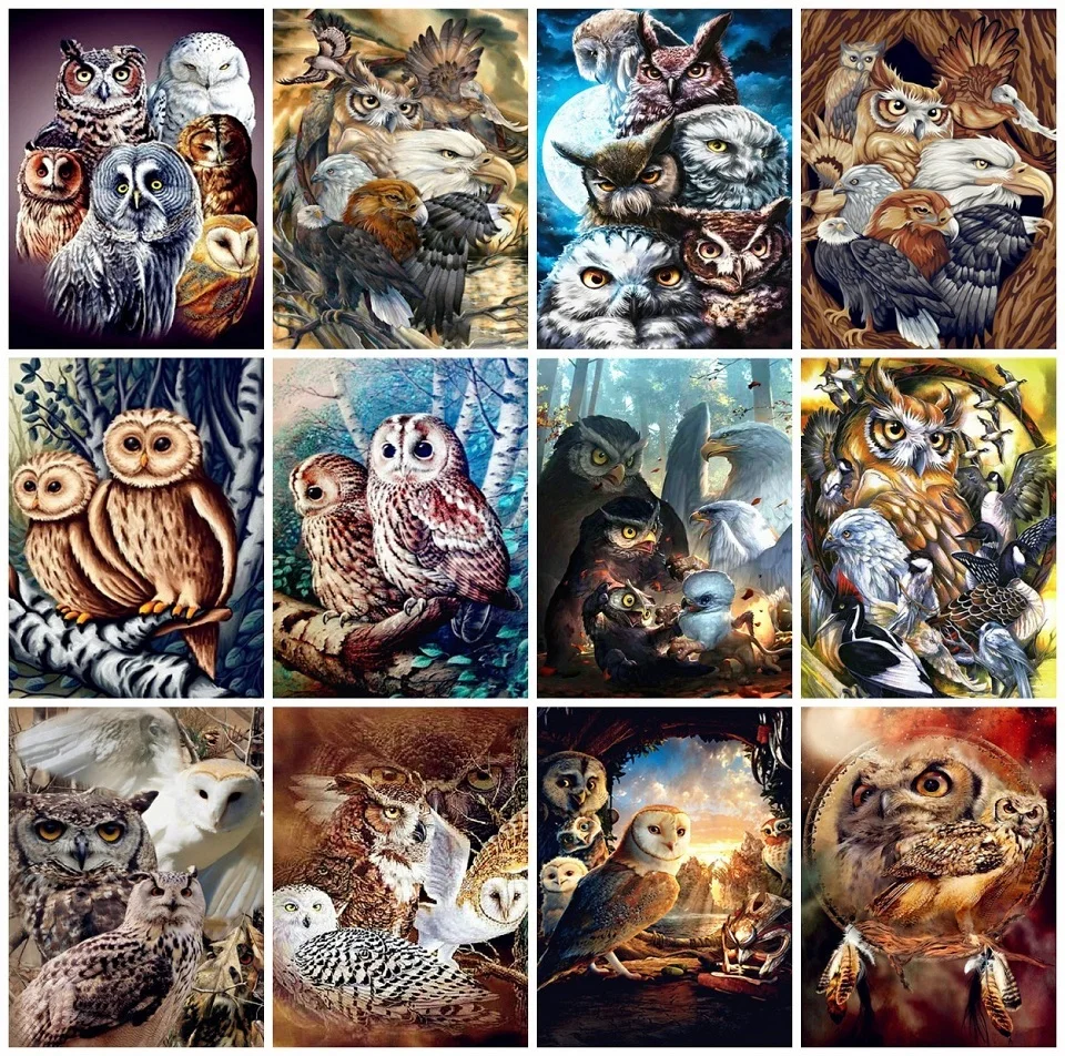 

AZQSD Oil Painting Drawing On Canvas Animal Owl Handmade Coloring By Numbers Gift For Children Wall Decorations Living Room