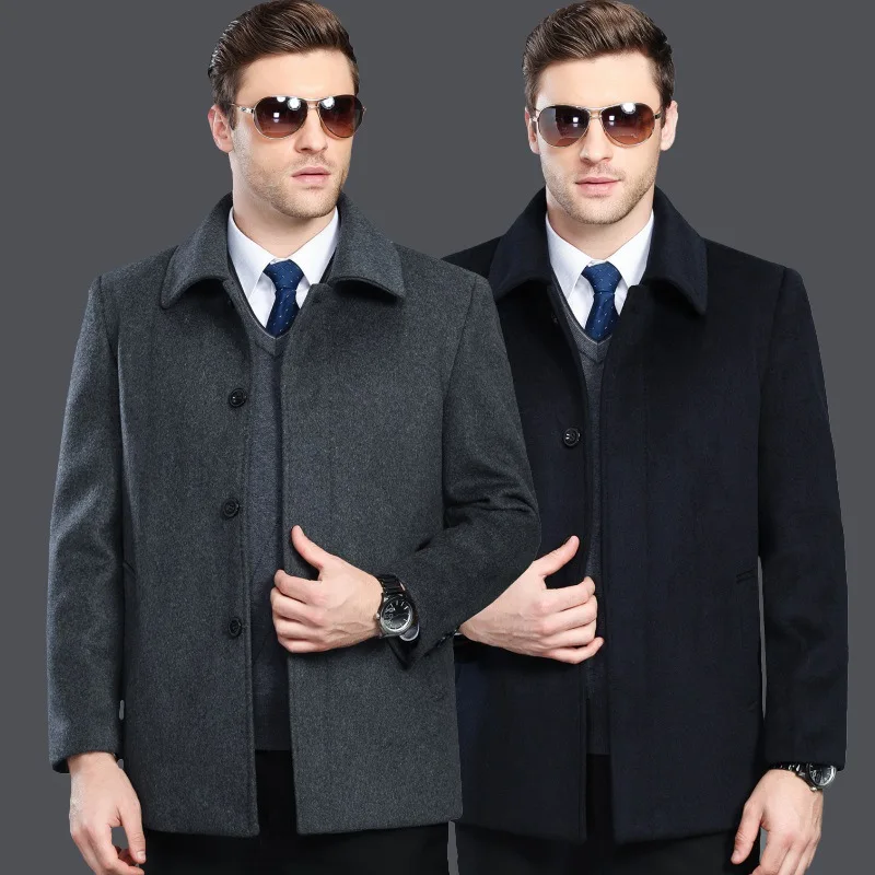 

New Mens Wool Coat Autumn Winter Clothes Men Thickened Overcoat Short Jacket Covered Button Casual Plus Size M L XL XXL 3XL 4XL