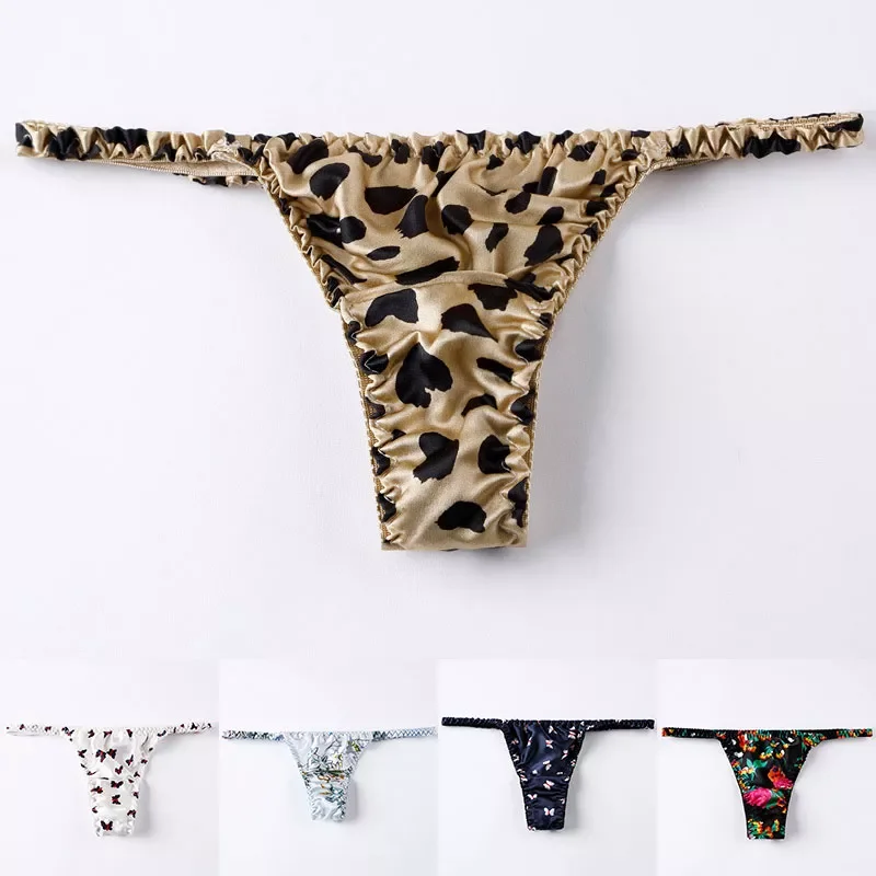 

Mulberry Silk Underpants Breathable Printed Thong G string Seamless Panties Female Fashion Low-Rise Underwear Fashion