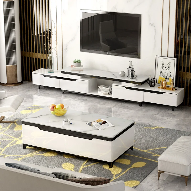 

Простой современный мраморный кофейный столик, комбинированный ТВ-шкаф для гостиной в скандинавском стиле, комплект для маленькой квартиры, напольный шкаф для телевизора