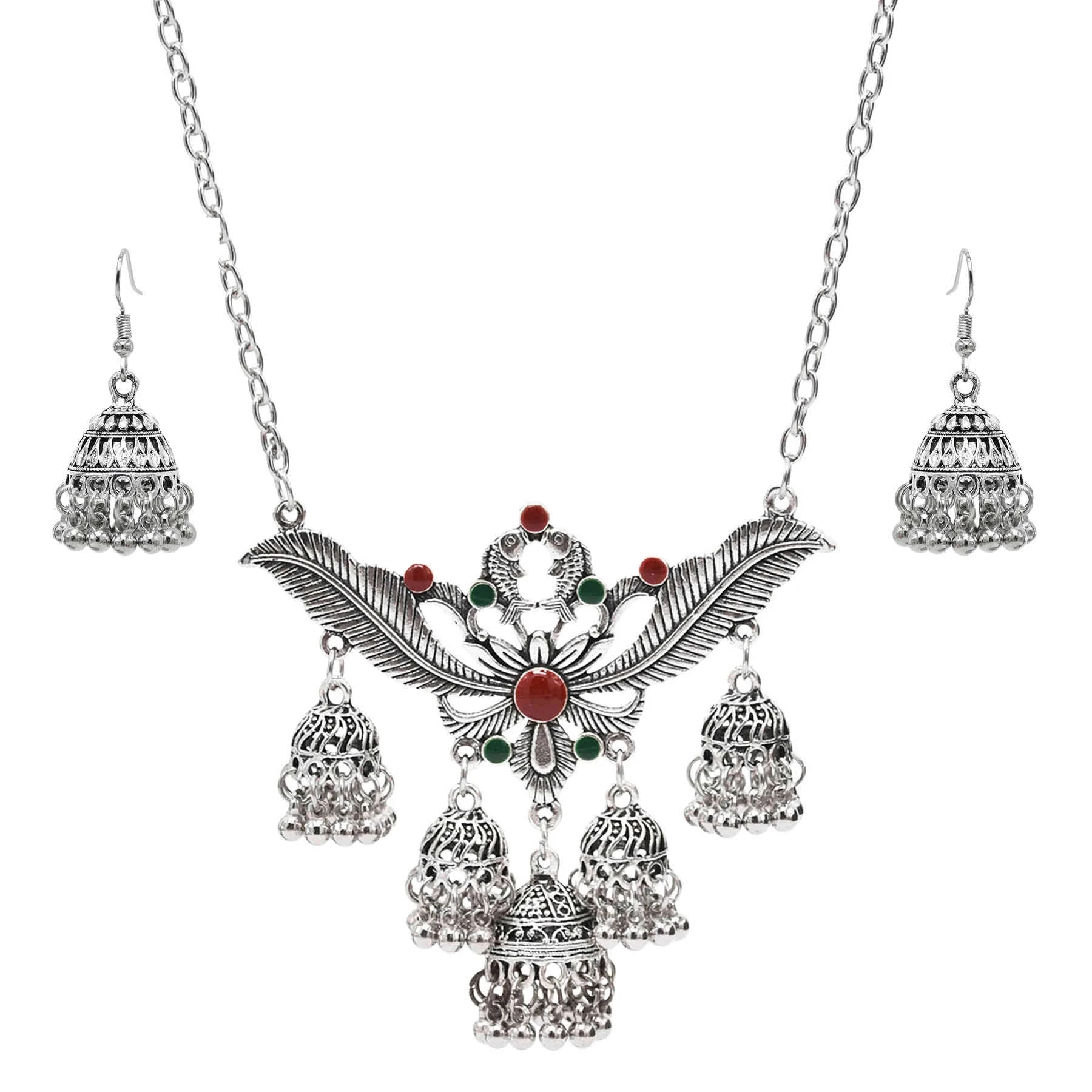 Набор этнических металлических ожерелий и серег тибетские индийские ювелирные