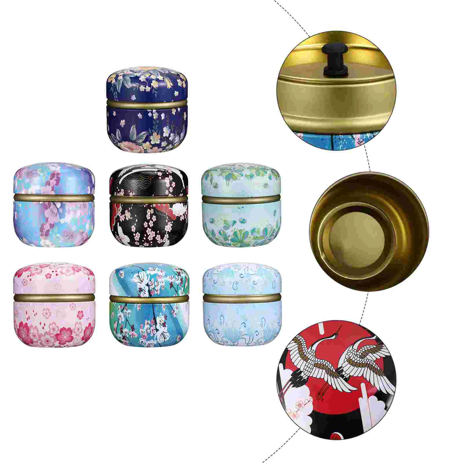 

7 Pcs Tea Storage Container Coffee Canister Candle Making Tins Flower Tea Box