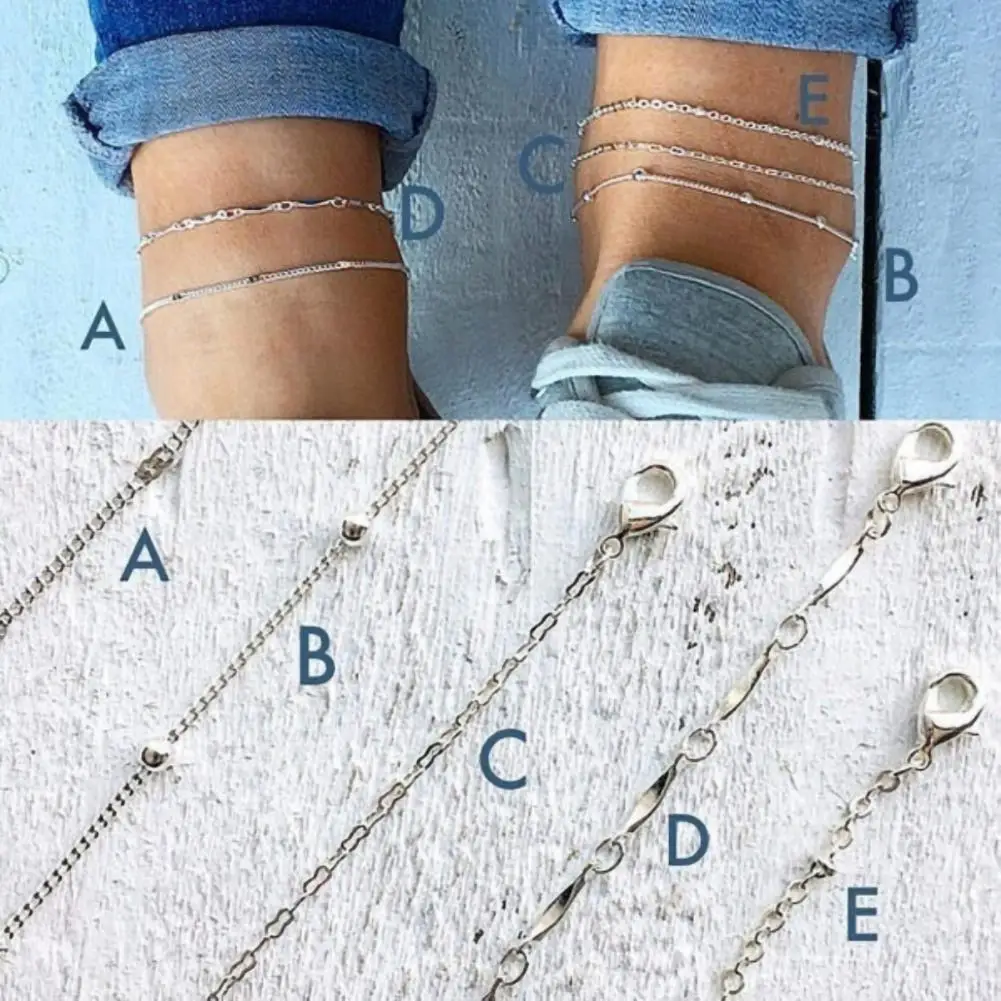 

Simple Women Anklet Beads Alloy Alloy Foot Chain Jewelry Accessory Chain Anklet for Party