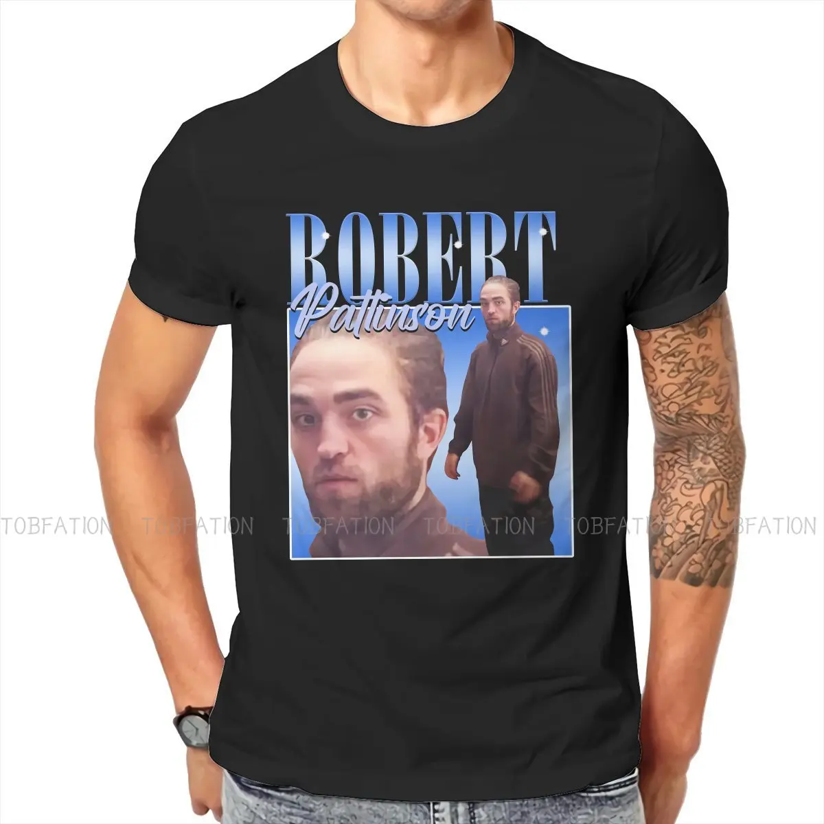 

Man TShirt Robert Pattinson Standing Meme Individuality T Shirt Original Sweatshirts Hipster