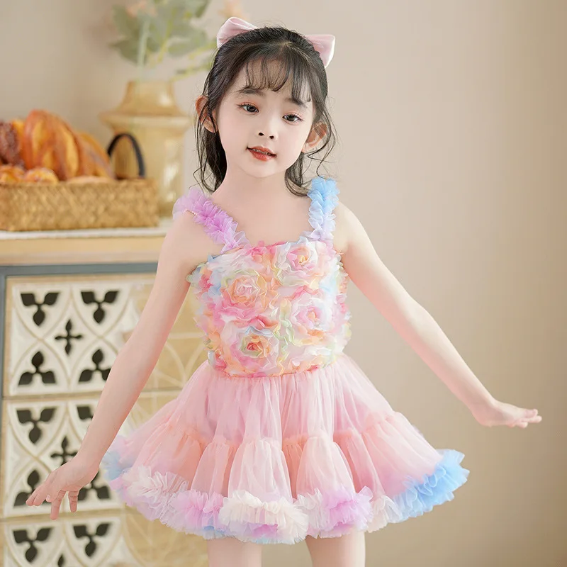 

Wedding Party Cute Dress for Girl Kids Princess Short Evening Gowns Pink Blue Purple Pageant Prom Dresses Sequin Children Luxury