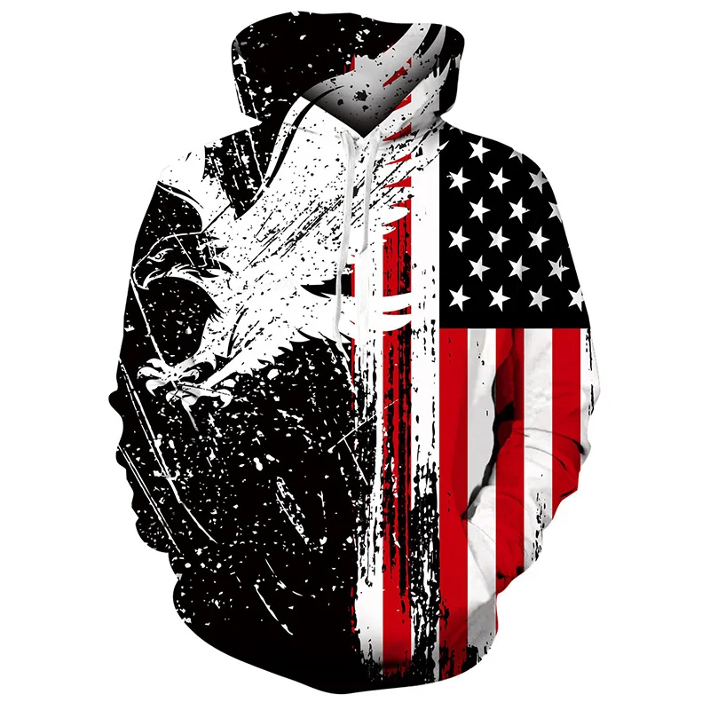 

Flame Skull Universe Graphic Hoodie Men Clothing 3D American Eagle Flag Print New in Hoodies Women Harajuku Fashion y2k Pullover