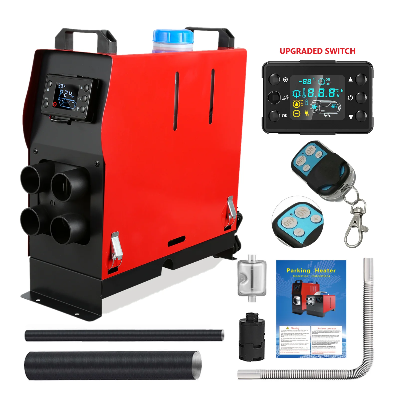 Стояночный обогреватель все в одном, 12 В/24 В, 2/5 кВт, автомобильный обогреватель с ЖК-дисплеем, воздушный дизельный Обогреватель, быстрый нагрев для грузовиков, лодок, автодомов